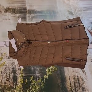 YMI Womens Medium classy puffy faux fur acrylic chocolate brown zip up vest